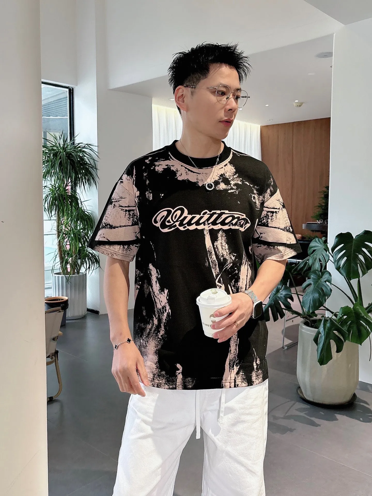 Louis Vuitton/Louis Vuitton optical illusion tie-dye printed short sleeves